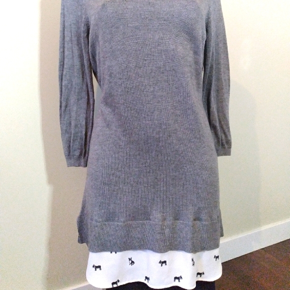 Cute Knit Dress/Tunic, Soft Knit with French Bulldog print at Bottom - Picture 1 of 10